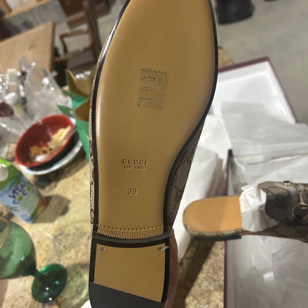 Gucci Brown GG Canvas Princetown Mule with Gold Horsebit - Picture 5 of 15